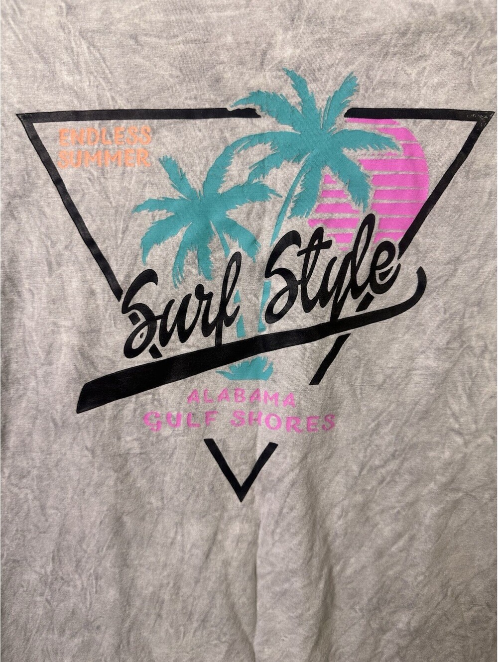 Surf Style Alabama Gulf Shores T Shirt XL Acid Wash Neon 80s Retro Beach Tee